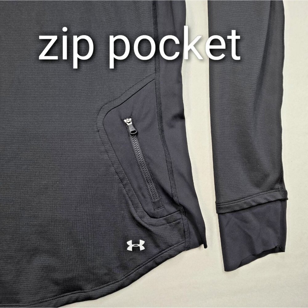 Under Armour Womens Coldgear Black Shirt Fitted Athletic Gear Hoodie Pullover SP - Picture 6 of 6